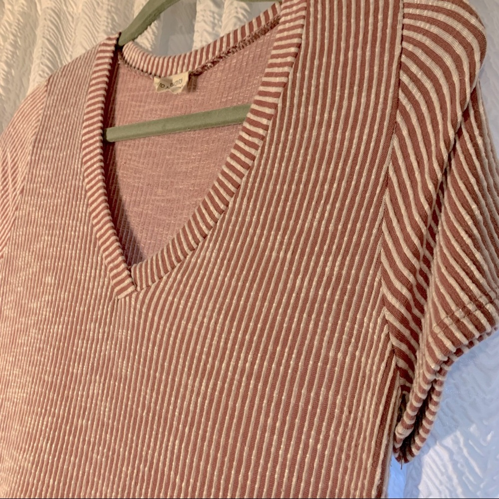 Pink and white striped dress size L